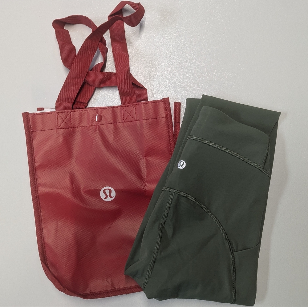 Lululemon Power Thru High-Rise Tight 25" Size 2 Green Twill  *Free tote bag